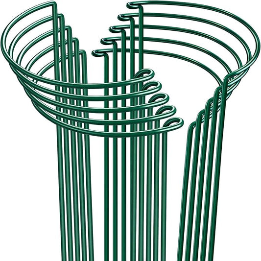 HiGift 10 Pack 24" H x 10" W Tall Plant Support Stakes, Half Round Metal Peony Cages and Supports, Monstera Plant Support Snake Plant Stake Flower Support Ring for Tomato, Hydrangea Outdoor Indoor