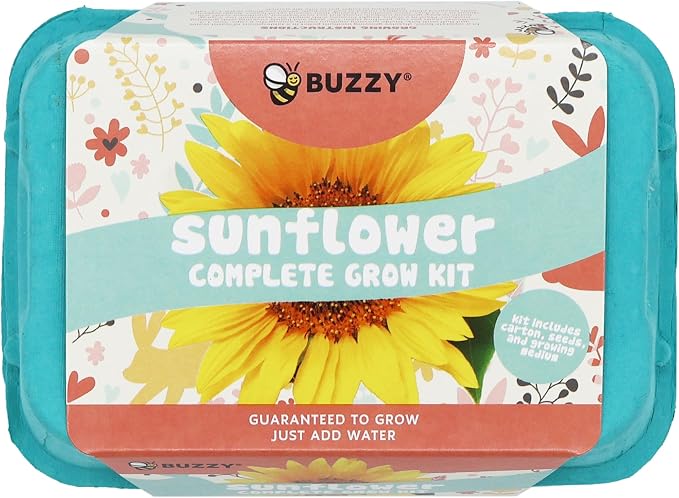 Buzzy Seeds Flower Starter Kit 2-Pack - Egg Carton Eco-Friendly Pots - Complete Indoor Gardening Kit with Seeds, Coconut Husk Growing Medium & Plantable Pots - 100% Grow Guarantee