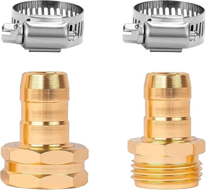 LIULO TOOL Garden Hose Repair Connector with Clamps, Fit for 3/4" or 5/8" Aluminum Garden Hose Fitting, Male and Female Hose Fittings, 5 Sets