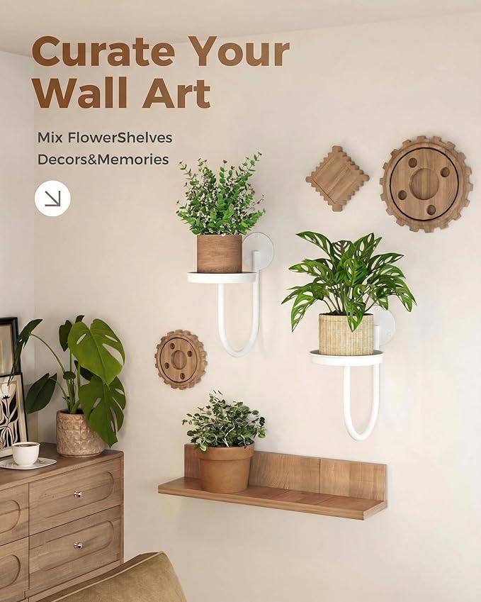 Leaf&lull Wall Planter Hanging Planters for Indoor Plants with Grow Lights Plant Hanger Wall Mount Hanging Decor 2 Pack White