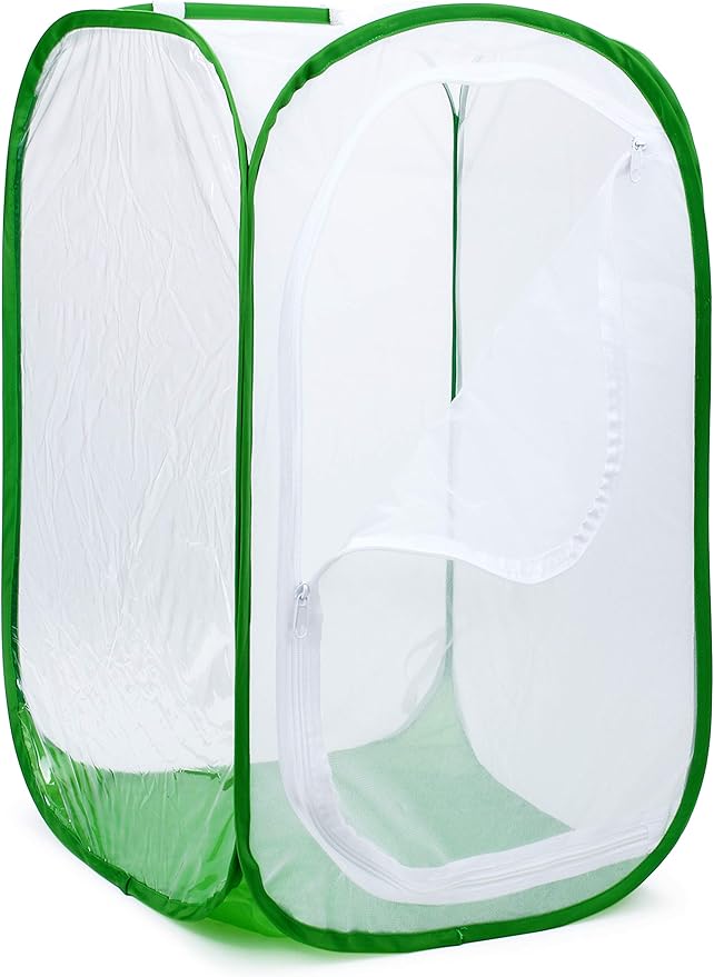 5 Feet Extra Large Monarch Butterfly Habitat, Giant Collapsible Insect Mesh Cage Terrarium Pop-up (White + Green, 35 x 35 x 59 Inches)