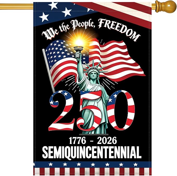 250 Years America Garden Flag, 250th Anniversary USA Patriotic 4th of July Double-Sided Waterproof Banner with Freedom Yard Sign, We The People, 1776-2026 Commemorative, 28 x 40 Inch