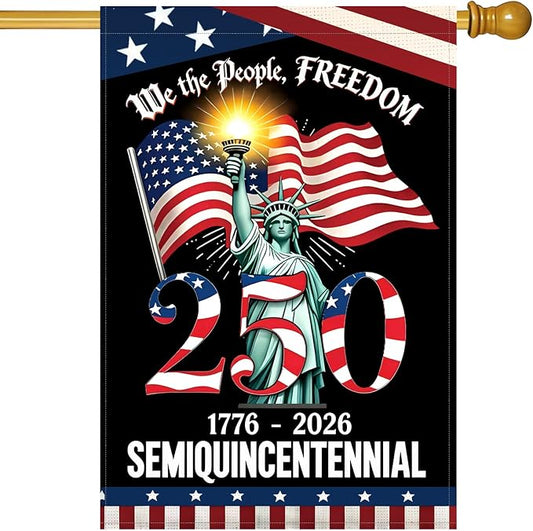 250 Years America Garden Flag, 250th Anniversary USA Patriotic 4th of July Double-Sided Waterproof Banner with Freedom Yard Sign, We The People, 1776-2026 Commemorative, 28 x 40 Inch