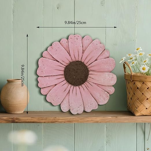 2 Pack Daisy Cement Stepping Stones 10 Inch, Heavy Duty Garden Pathway Stones, Non Slip Outdoor Walkway Decor for Yard Patio Lawn, Weather Resistant Cement Stepping Stones (Pink)
