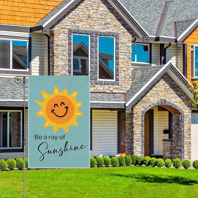 Perfectinsoy Be A Ray Of Sunshine Garden Flag, Sunny Garden Banner, Community Progress Welcome Yard Party Holiday Home Farmhouse Patio Porch Lawn Outdoor Decor, Sunshine Garden Flag Decor