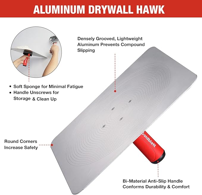 Goldblatt Premium Drywall Hand Tool Kit - 13” Aluminum Hawk & 6” Stainless Steel Joint Knife