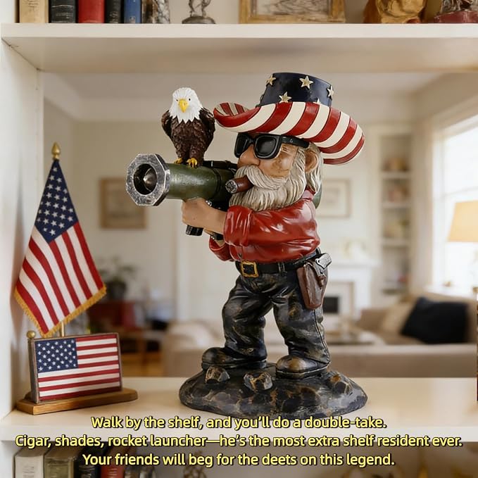 Patriotic Gnomes, Military gnome,gnome,4th of July/Army/Armed Gnomes Fighting, for Men,USA, Military Gifts,Veteran Gifts,Desk Decor for Men,Mens Office Decor 001