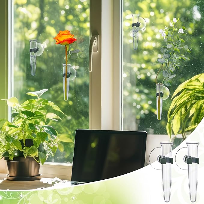 15 Pcs Window Propagation Stations Plant Propagation Tubes with Suction Cups Window Floral Water Tubes Easy to Install Clear Wall Hanging Terrarium Gifts for Plant Flower Lovers