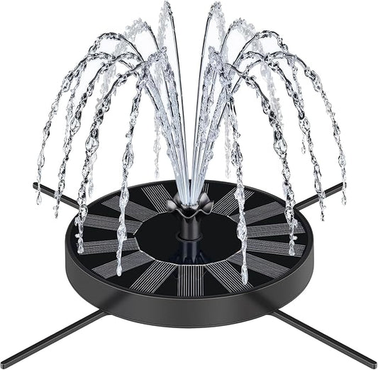 SEIRMEP Solar Fountain Pump with Spray Height Adjustment, Upgrade Glass Solar Bird Bath Fountains with 6 Nozzles, Outdoor Solar Water Fountain Pump for Bird Bath, Garden, Pool, Pond