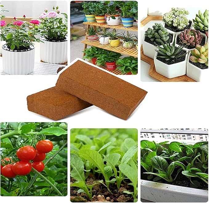 Coco Coir Brick for Plants-2 Pack Premium 100% Organic Peat Moss Mix with Low EC & pH Balance Plant Soil Enhance Root