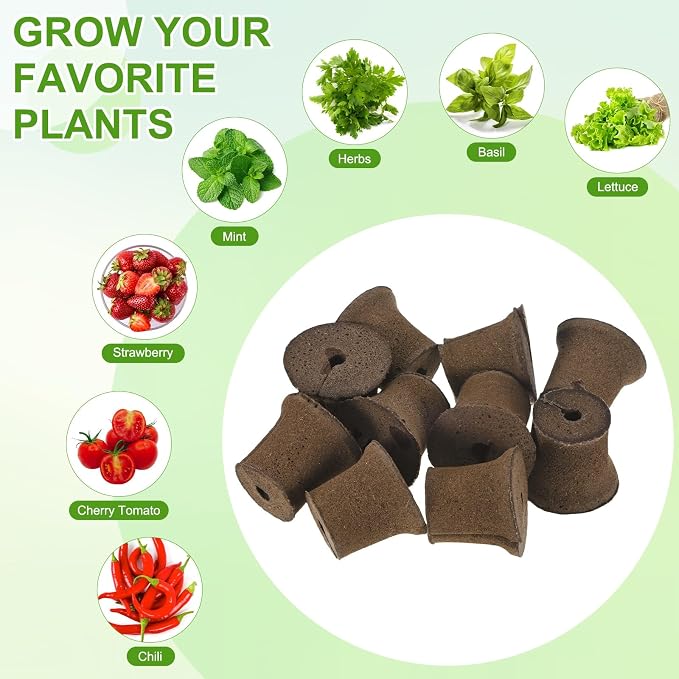 M METERXITY 10-Pack Grow Sponges, 2.2x1.6x1.9 Inch Replacement Root Growth Sponges Seed Pods for Plant Rooting/Seed Germination/Hydroponic Gardens System Supplies, Starter Plug for Seeds