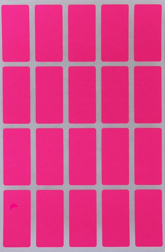 Neon Pink Small Sticker Sheets (40mm x 19mm) - 2160 Pack, File Folder Label Rectangular Stickers for Labeling 1.57 x 0.75 inch