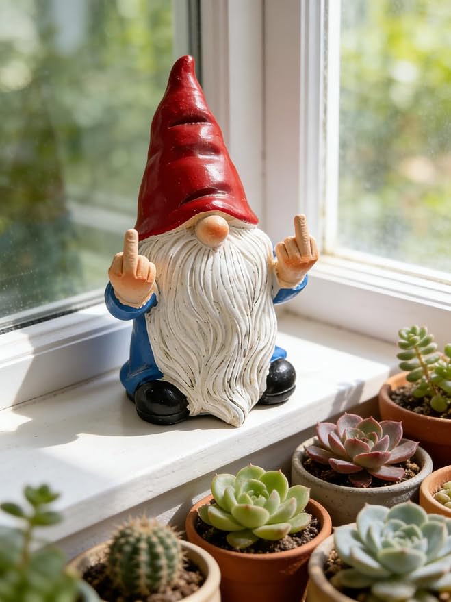 QINJIEJIE Garden Gnomes Outdoor Funny Gnome 3.5in Naughty Gnomes for Fairy Garden Yard Decoration Lawn Ornament Gnome Statue for Home Decor