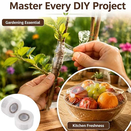 2 Roll Clear Petri Dish Film,Clear Grafting Tape Grafting Film,Stretchable Garden Grafting Tape Plants Repair Tapes,Sealing Poly Films for Petri Dish and Nursery Grafting