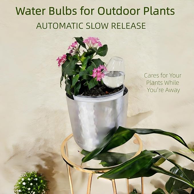 Self Watering Globes with Slow Release & Top Fill, 12.3 oz Automatic Watering Bulbs for Indoor & Outdoor Plants - Keep Plants Alive While on Vacation (Clear-4 Pack)