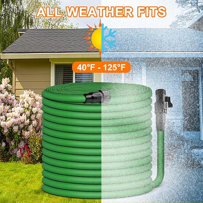 Garden Hose 75ft, Pliable lightweight Water Hose with Triple Layer 3/4" Fittings Ergonomic Grip Indoor & Outdoor Use Gift for Lawn Backyard Collapsible & Car Wash Watering Plants Green