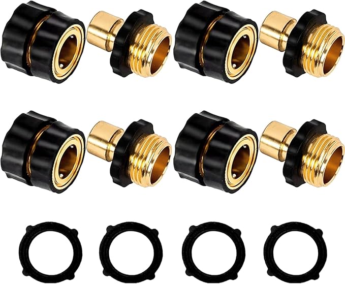 LIULO TOOL 3/4 Inch Garden Hose Quick Connect, Aluminum Garden Hose Fittings, Male and Female Water Quick Release Connector (4Pack)
