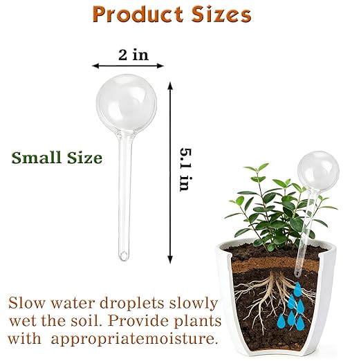 Plant Self Watering Devices – Automatic Watering Bulbs Self-Watering Stakes for Houseplants, Garden & Hanging Baskets Plant, Auto Waterer Globes Ideal for Vacation & Busy Schedules