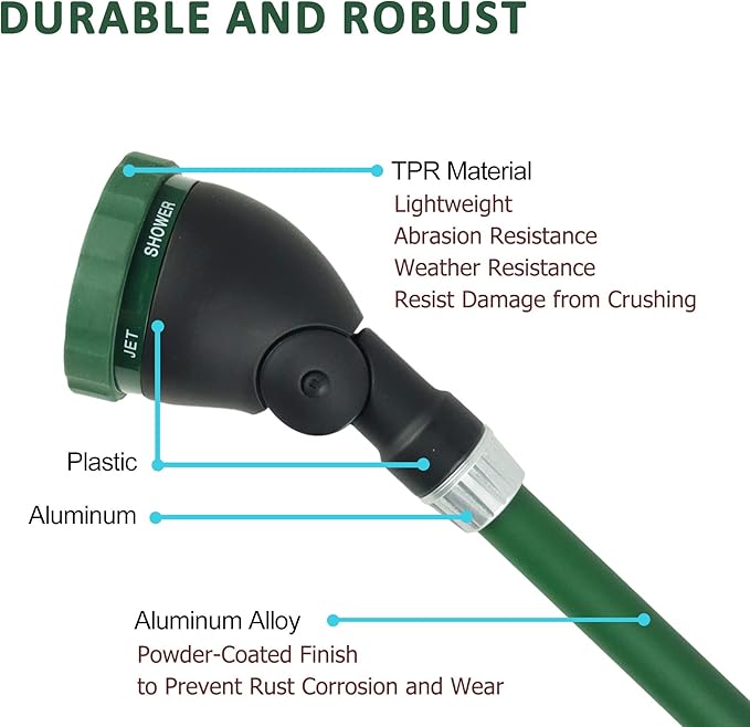 Watering Wand for Hanging Baskets & Windows, Lightweight 6-Spray Wand, Ergonomic Nozzle for Garden, Patio, Car Cleaning (Green, 24 Inch)