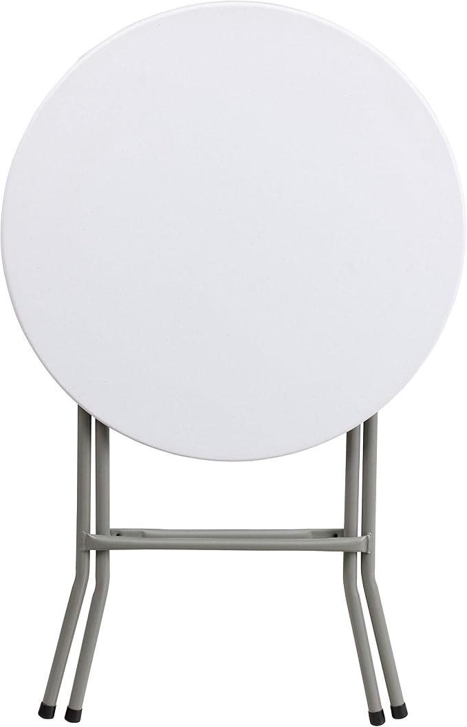 Flash Furniture Elon 2' Round All-Occasion Plastic Folding Event Table, Folding Banquet Table for Indoor/Outdoor Events, White