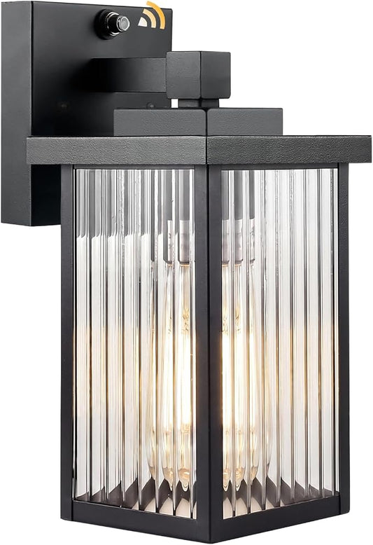 Dusk to Dawn Porch Light, Outdoor Wall Light, All-Metal Frame | Auto On and Off, Rust-Resistant, Tempered Glass, Easy DIY Install on Porch, Garage