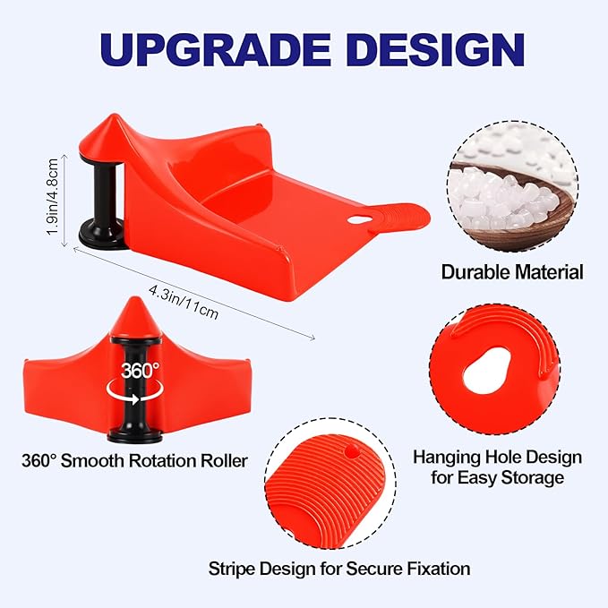 4 Pcs Car Tires Hose Guides Roller for Car Washing, Premium Tire Hose Roller Preventing Stucking and Snagging Under Tires, Detailing Accessories for Car, Motorcycle and Truck Washing(Red)