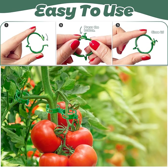 OJYUDD 400 Pcs Tomato Clips,Plastic Vine Clips,Plant Support Clips for Gardening,Climbing Plants,Tomato,Vegetables(Green)