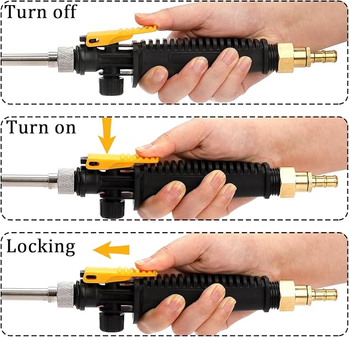 Hbaushun 28 Inch Sprayer Wand,1/4" & 3/8" Brass Barbs Universal Hose Sprayer Wand Replacement,Stainless Steel Sprayer Wand with Shut off Valve 2 Hose Clamps and 1/2" Hose Quick Connector