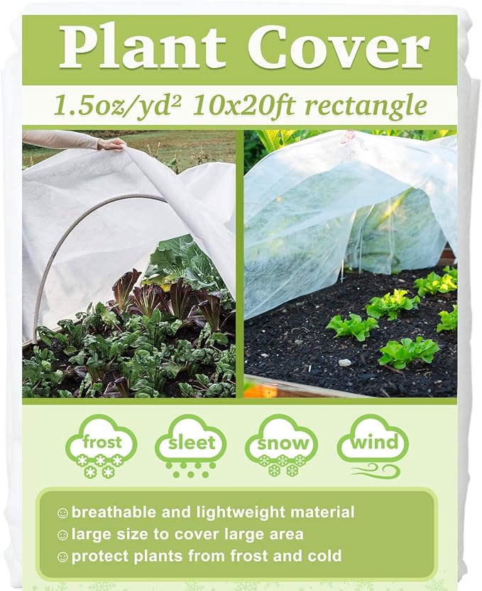 Plant Covers Freeze Protection 10x20ft Floating Row Cover 1.5oz/yd² Plant Covers for Winter Garden Fabric for Cold Sun Protection