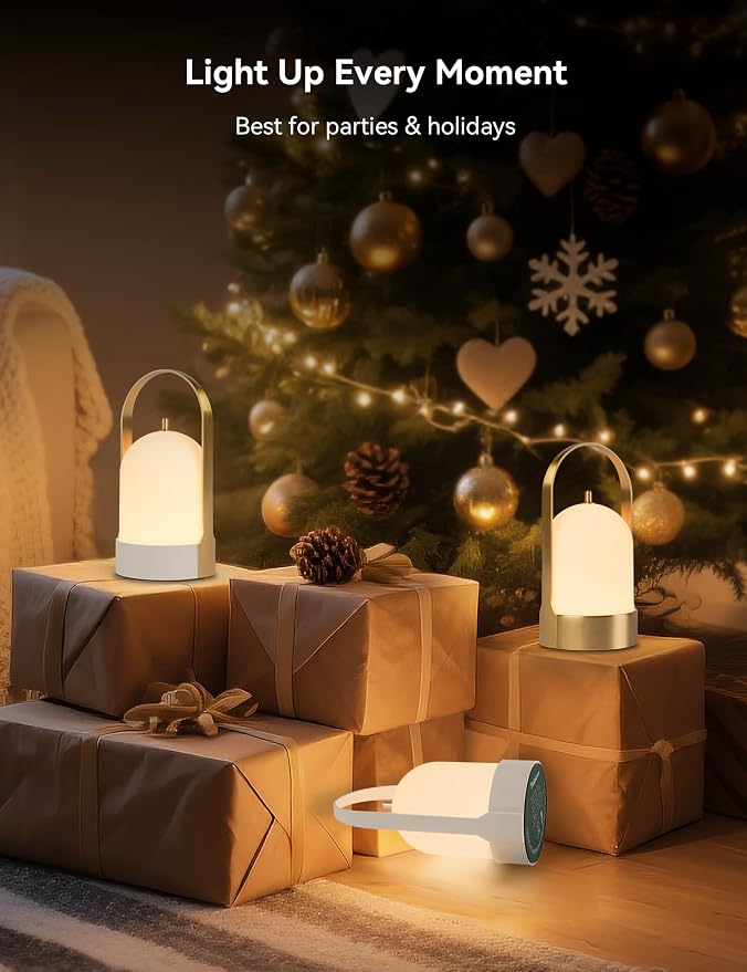 Tubicen Rechargeable Table Lamp Portable 4000mAh Battery Operated Lamp Camping Lantern 4-Level Touch Dimmable Cordless LED Table Night Lamp for Bedroom Dining Room Kitchen Balcony Restaurant