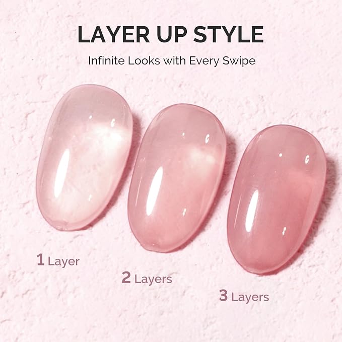 MelodySusie Jeweliver Jelly Gel Nail Polish, 0.5Fl.oz Airy Sheer Pink Gel Polish Soak Off UV LED Light Cure Gift for Women Manicure Nail Art DIY at Home B6648