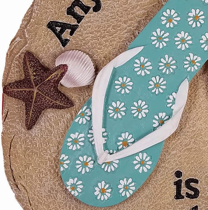 Spoontiques - Garden Décor - Beach Sandals Stepping Stone - Decorative Stone for Garden