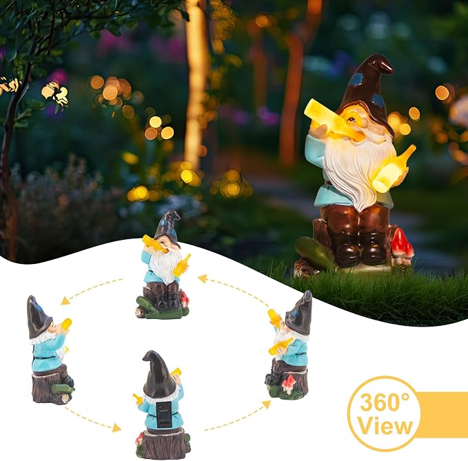 Dad Gifts for Fathers Day,Gnome Garden Decor Statue with Solar Light Lantern,Birthday Gifts for Men Women Mom Grandma,Funny Waterproof Resin Figurine Outdoor Decorations for Yard Patio Lawn Porch