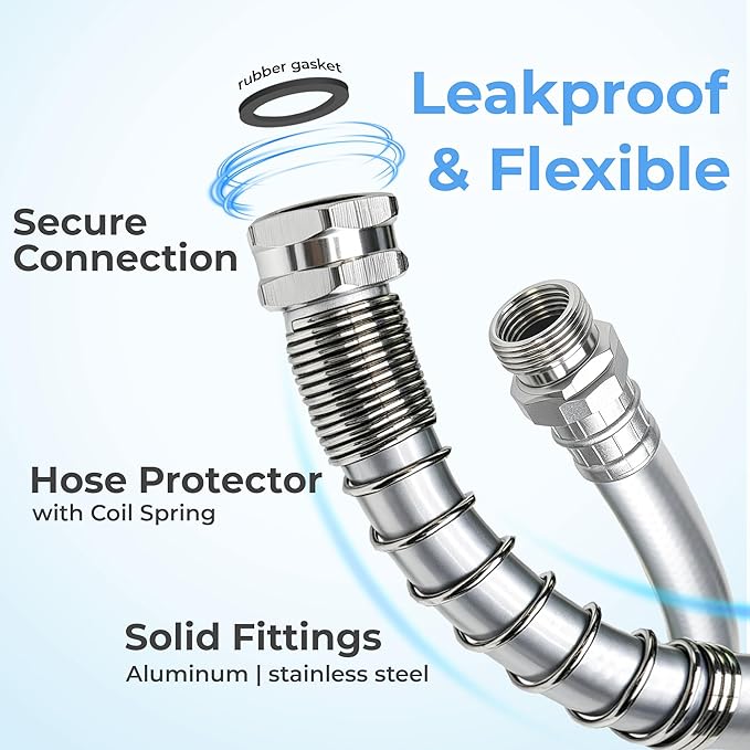 5/8" x 25 ft Leader Hybrid Garden Hose - No Kink Leakproof Heavy Duty Flexible Lightweight Durable Water Hose - Male to Female Fittings for Reel Cart, Gardening, Lawn & Car Wash