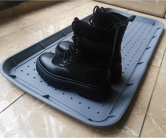 Rubber Boot Tray for Entryway,Soft Boot Mat,Shoe Tray,Shoe Mat for Indoor and Outdoor Use (Soft Silicone Rubber Gray, 29.5X14.9 inch)