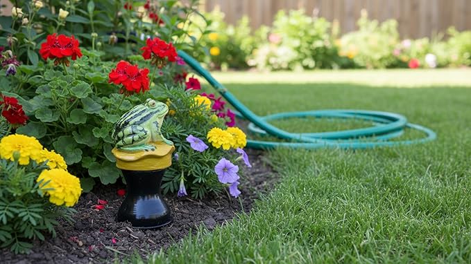 OKaucheeky, Decorative, Heavy-Duty, Steel, Rolling Hose Guide. Each Created as an Original Work of Art. 100% Hand-Painted and Made in The USA by a Women-Owned, Small Business. Frog