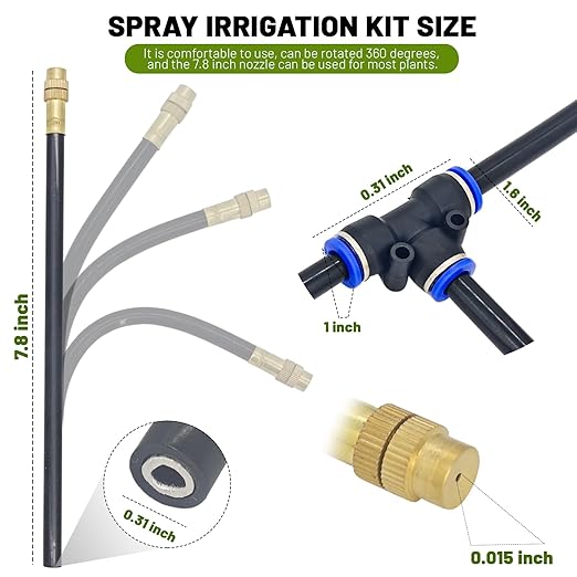 Thiswing 360° Adjustable Drip Irrigation System - 30 FT Automatic Garden Watering System with 10 Nozzles, Raised Bed Sprinkler Irrigation System, Garden Mister for Yard, Lawn, Plants, 5/16" Tubing
