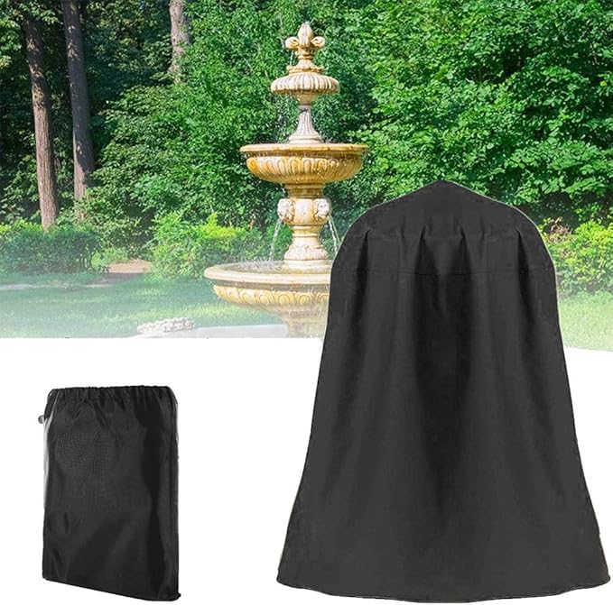 Outdoor Garden Fountain Covers Waterproof Dustproof Statue Protective Cover for Winter Patio Water Fountains Statues Black 48"x68" Fountain Cover