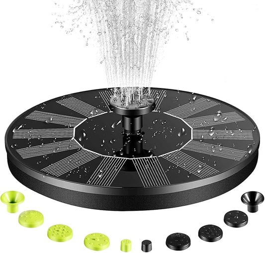 Solar Bird Bath Fountains, 1.4W Upgraded Solar Water Pump, Floating & Standing Dual Use Design, 10 Adjustable Spray Nozzles for Garden Pond Pool Outdoor Landscape Decor