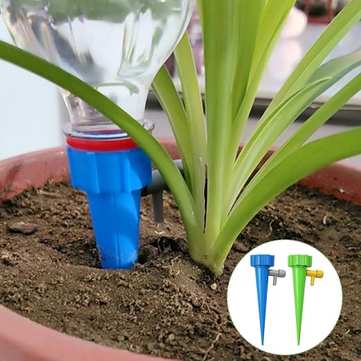 30 Pack Automatic Plant Watering Devices with Blue and Green Colors, Plant Watering Spikes, Self Watering Spikes for Vacation Plant Maintenance and Daily Hydration Control