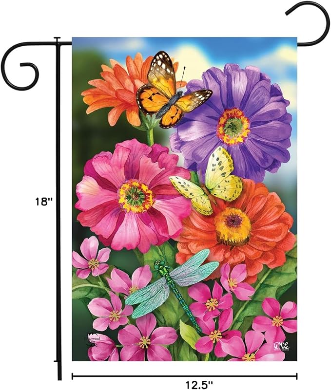 Zinnias In Bloom Spring Garden Flag 12.5" x 18" Briarwood Lane