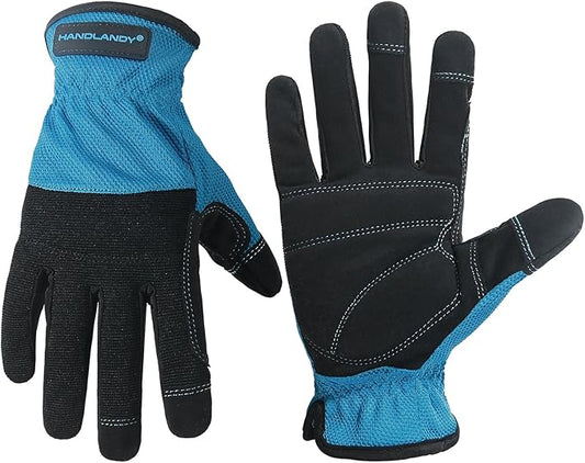 HANDLANDY Work Gloves for Men & Women, Utility Mechanic Working Gloves Touch Screen, Flexible Gardening Gloves for Yard