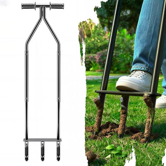 Lawn Aerator & Manual Lawn Coring Tool - 43"/35" Hollow Tine Plug Aerator with High-Strength Alloy Tines for Compacted Soil in Grass, Garden, and Yard - Core Aerator Tool for Lawn Care& Revival