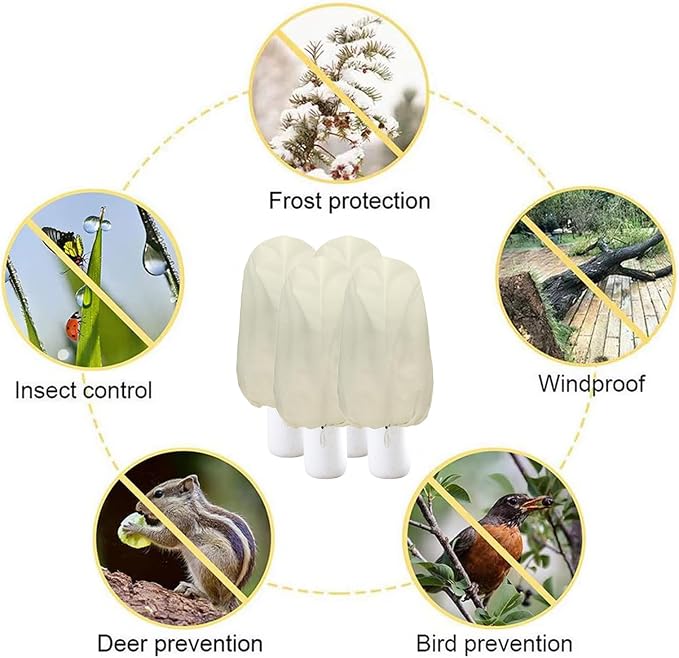 Plant Covers Freeze Protection – 4 Packs 47.2" x 31.5" Thickened Plant Frost Protection Covers, Heavy Duty Winter Plant Covers with Zipper & Drawstring, Reliable Freeze Protection for Outdoor Plants