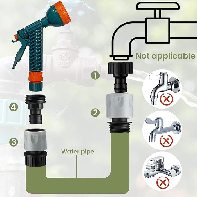 Hotop 16 Pieces Garden Hose Quick Connector 3/4 Inch Plastic Water Hose Fittings Male and Female Connectors End Adapters with 10 Pieces Rubber Gaskets(Gray, Black)
