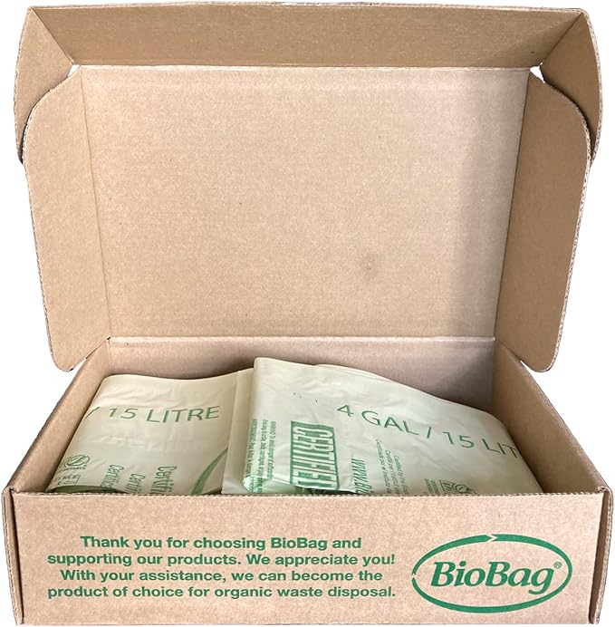 4 Gallon Compostable Trash Bags by BioBag, 75 Count, BPI Certified, Meets ASTM D6400 Standards, Made in USA, Small Kitchen & Bathroom Liners