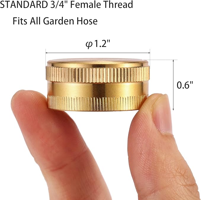 3/4 Inch Garden Hose End Caps, Female End Cap, Brass Spigot Cap, hose plug,faucet cap, 4 Pack