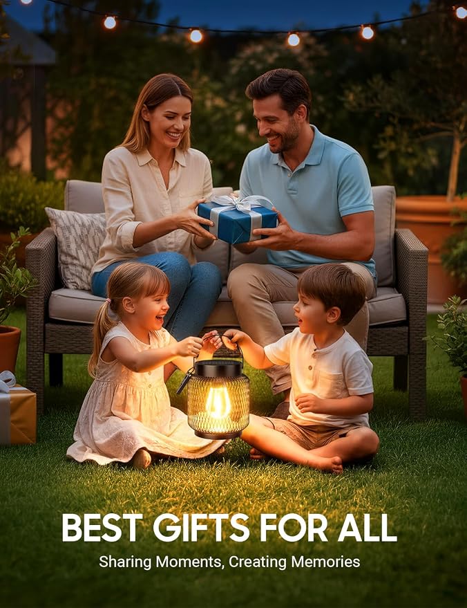 KOOPER Metal Solar Lanterns Outdoor Waterproof, 2 Pack Brighter Hanging Solar Lights for Outside, Up to 15 Hours Modern Hanging Solar Powered Lanterns Lights for Yard Patio Path Tree Garden Decorative