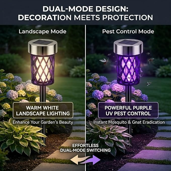 4 Pack Solar Bug Zapper Outdoor Waterproof Mosquito Repellent Outdoor Patio Mosquito Trap & Killer for Moths, Gnats, Flies, Small Flying Insect, Solar Powered Fly Zapper for Garden, Patio, Backyard