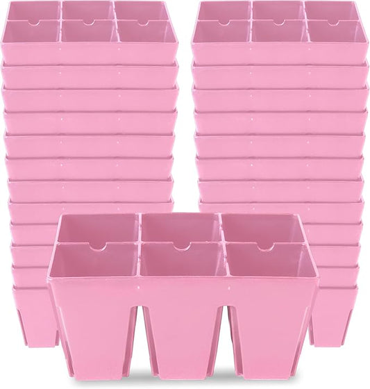 Epic Gardening Reusable Seed Starter Tray - 6 Cell/24 Seedling Starter Trays - Easy Watering, Indoor Greenhouse, Plant Starter, Gardener-Friendly for Seedlings | UV-Treated & BPA-Free - Pink